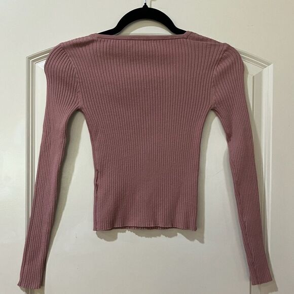 MADEWELL Rosseau Square-Neck Crop Cardigan Top Faded Mauve Women’s Size XXS - Picture 6 of 9